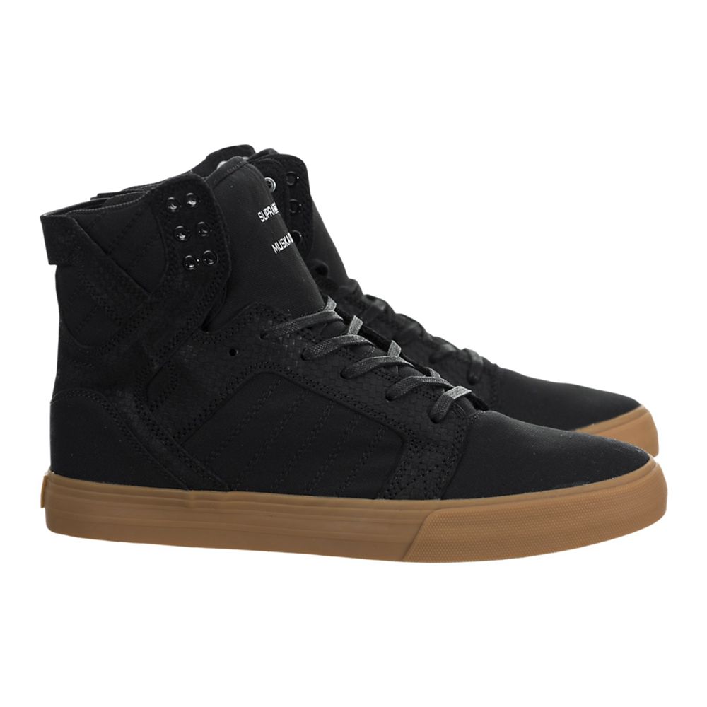 Supra SkyTop Black Shoes - Supra High Top Shoes Mens Outlet Canada